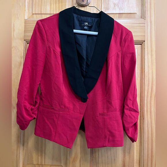I.N. San Francisco juniors size M red and black one button blazer - Picture 1 of 8